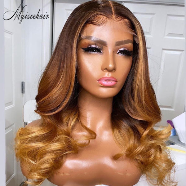 Myiseehair Undetectable HD Lace Single Knots Ombre Color Wavy 100