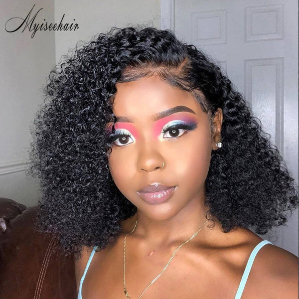 MYISEEHAIR HD Lace HUMAN HAIR CURLY WIG FAKE SCALP LACE FRONT PRE